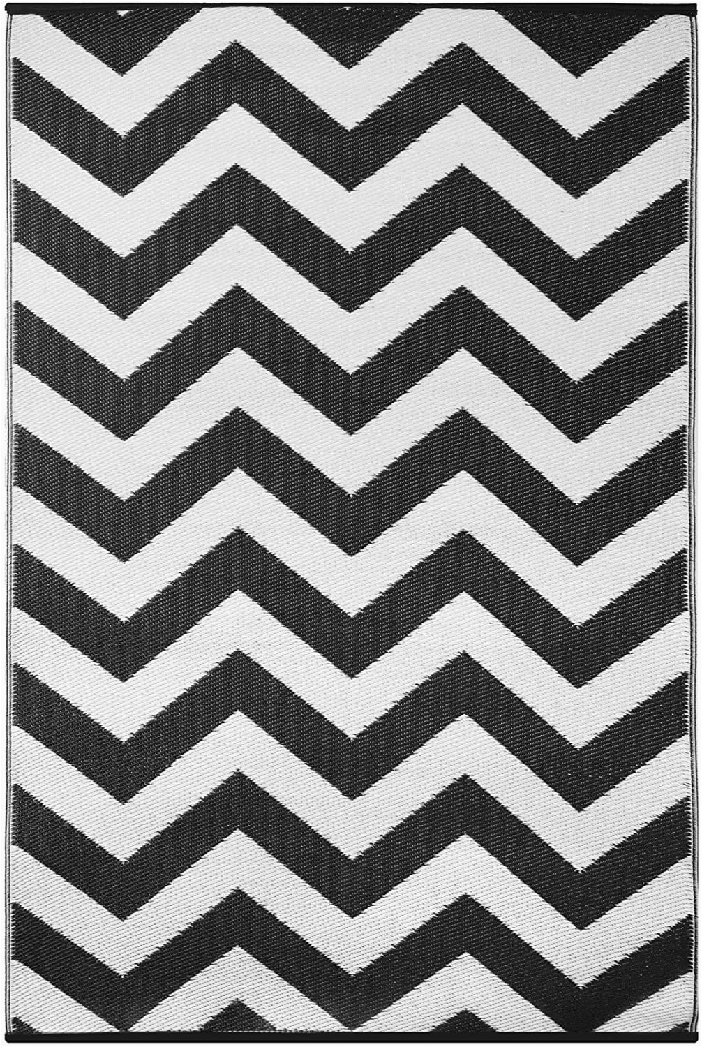 Black and White area Rugs 3×5 Green Decore Lightweight Indoor Outdoor Reversible Plastic Rug Psychedelia Black White 3×5 Ft 90 X 150cm Black White