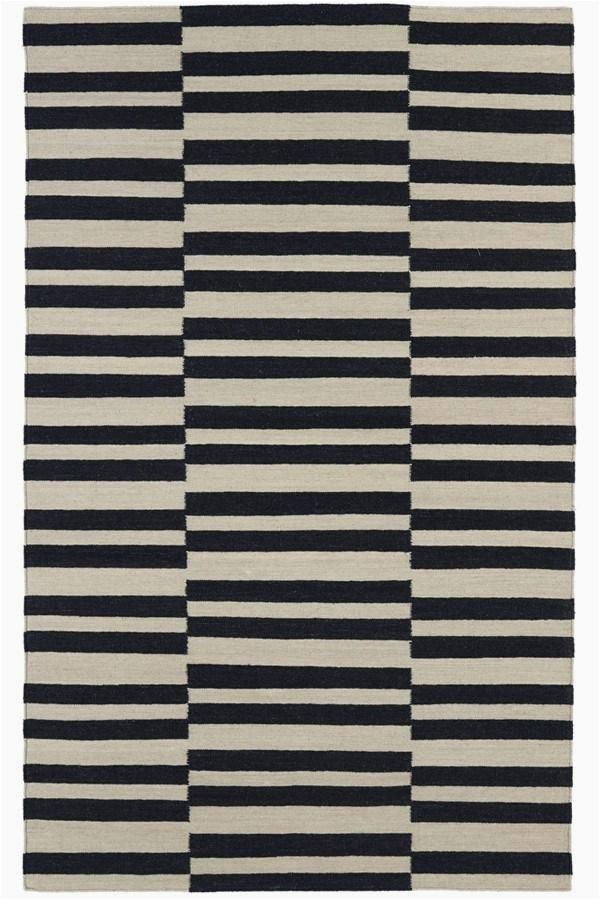 Black and White Striped area Rug 8×10 Misaligned Stripes Ripple Across This Black and Beige Flat