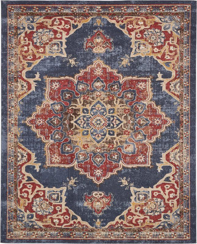 Blue and Burgundy area Rugs Dulin Blue Rust Red area Rug