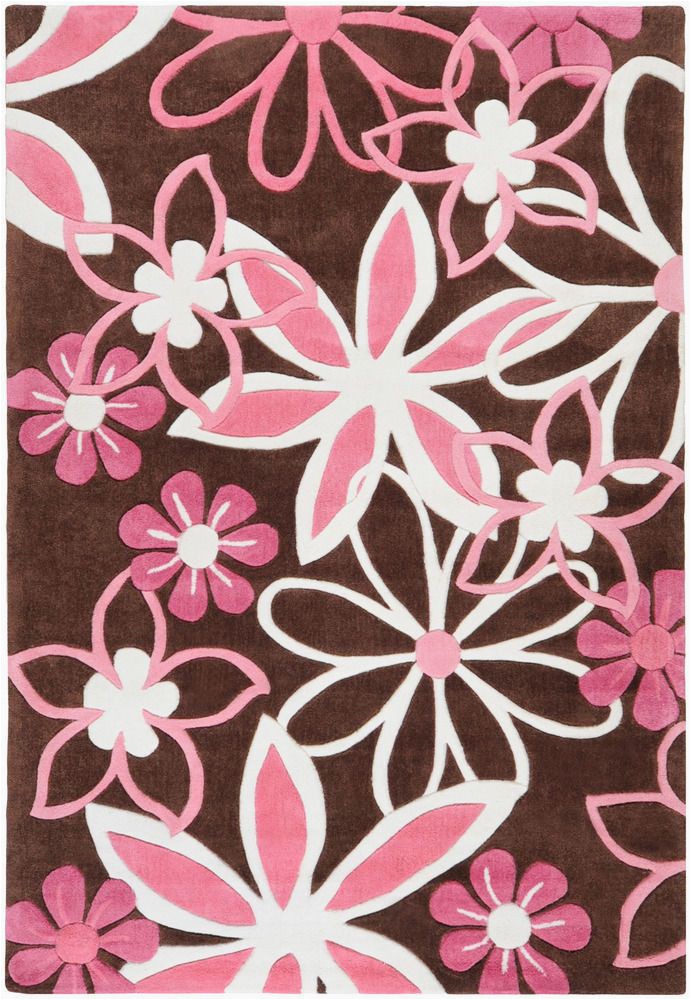 Brown and Pink area Rugs Kids Pink Brown area Rug Flowers Floral Bedroom Garden Decor