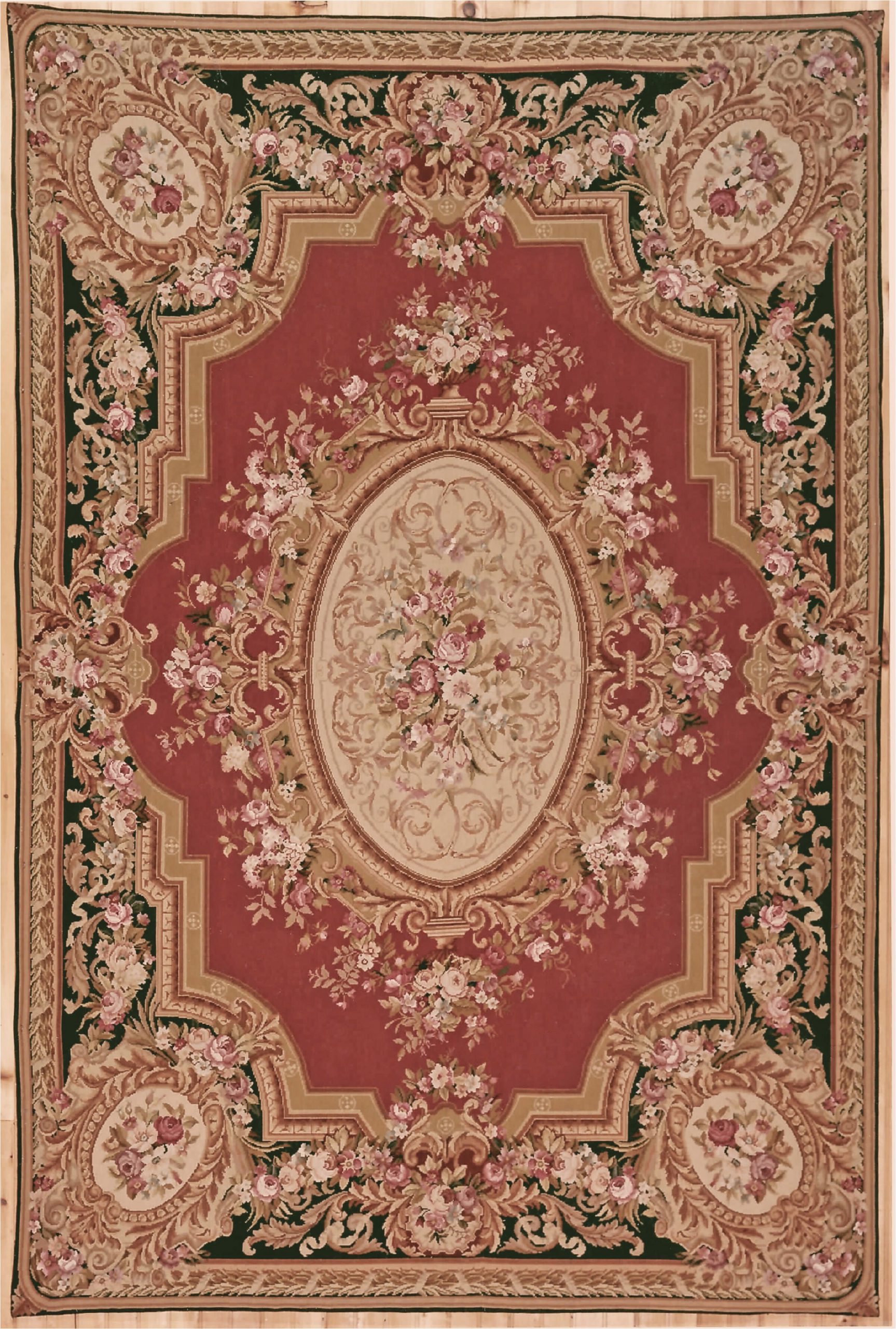 Burgundy and White area Rugs Aubusson oriental Handwoven Wool Burgundy area Rug