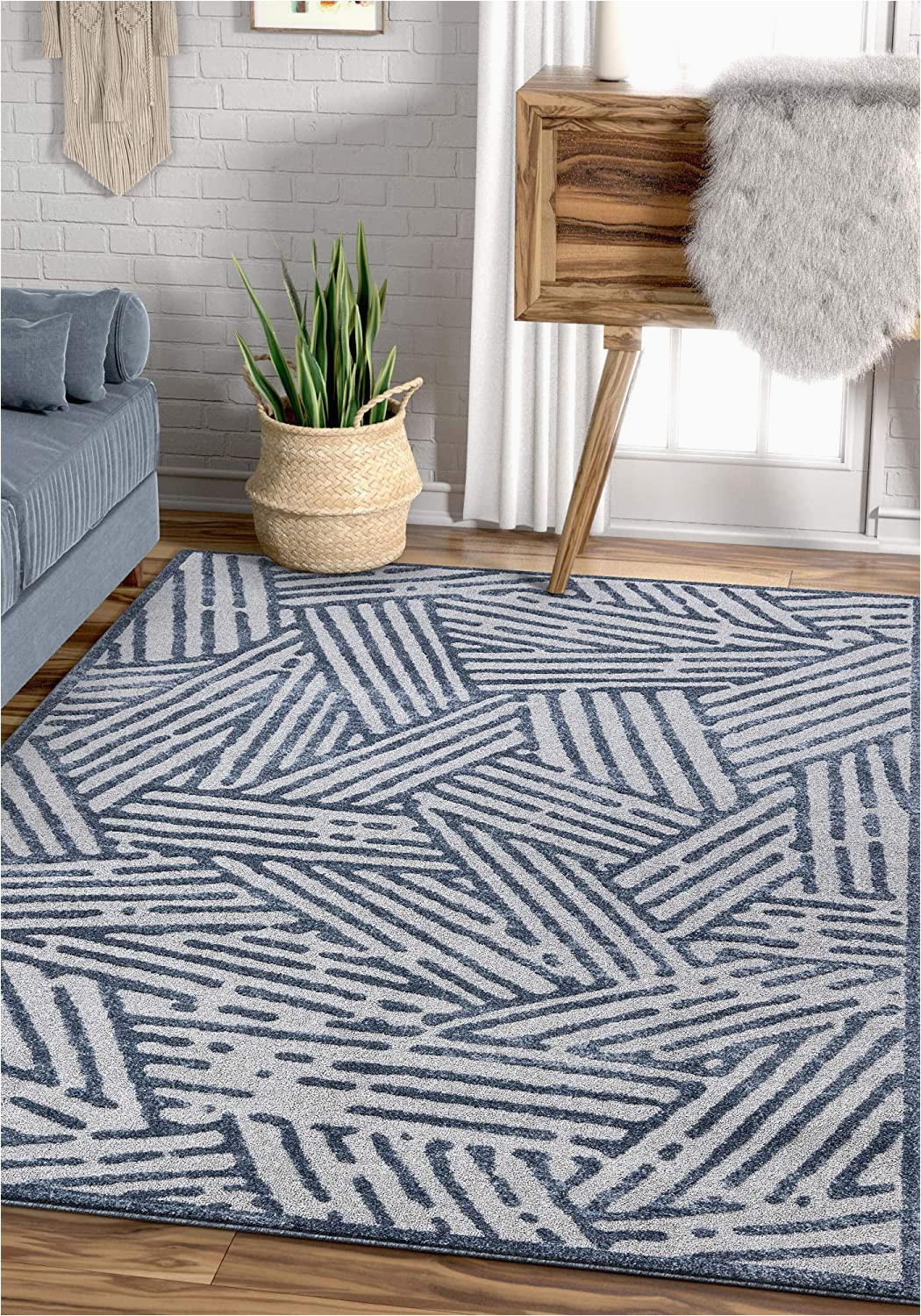 Cheap 5 by 7 area Rugs Well Woven Cella Blue Geometric Lines Pattern area Rug 5×7 5 3" X 7 3"