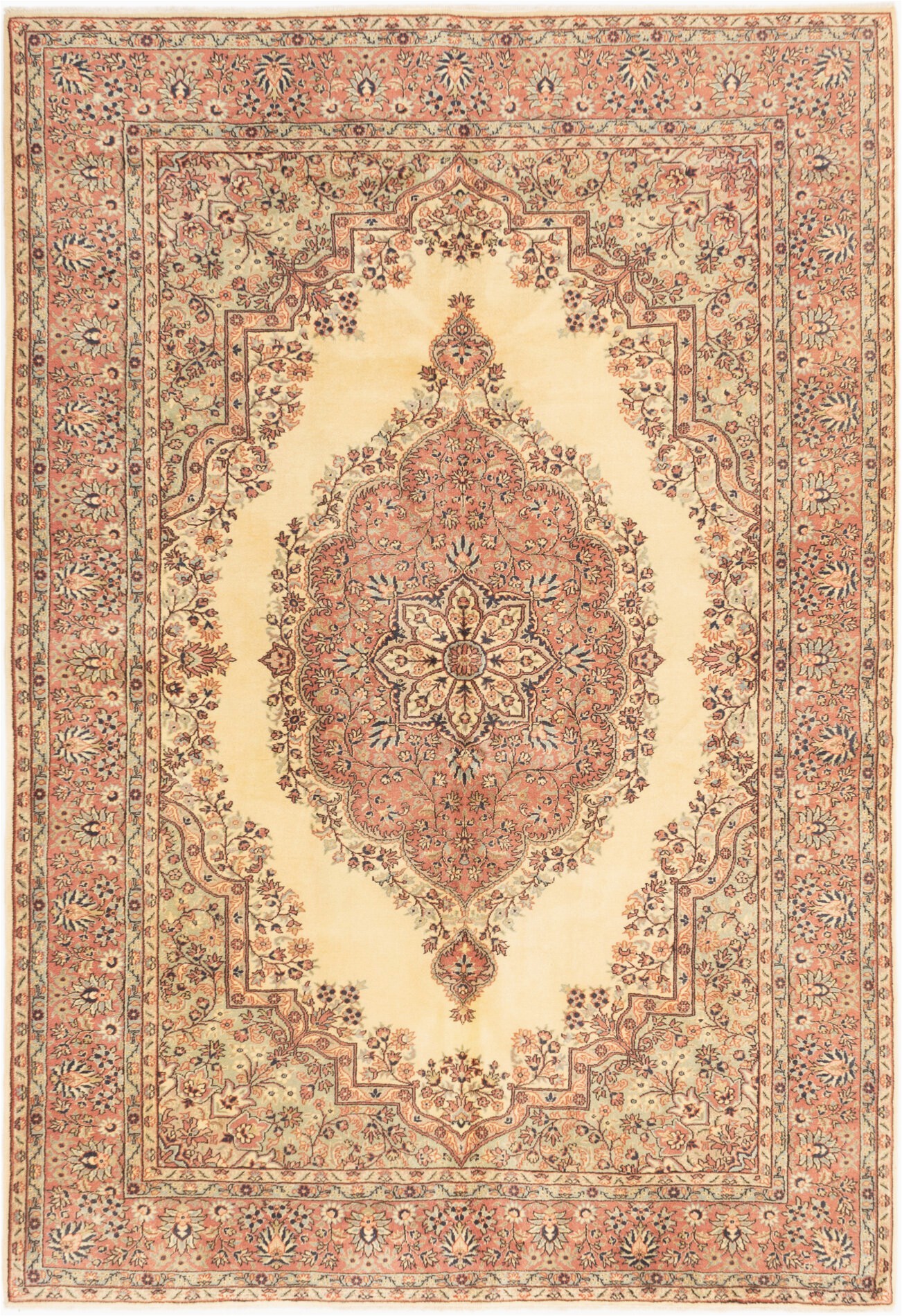 Cheap 7 X 10 area Rugs E Of A Kind Joana Vintage Hand Knotted 7 X 10 3" Wool Cream Brown area Rug