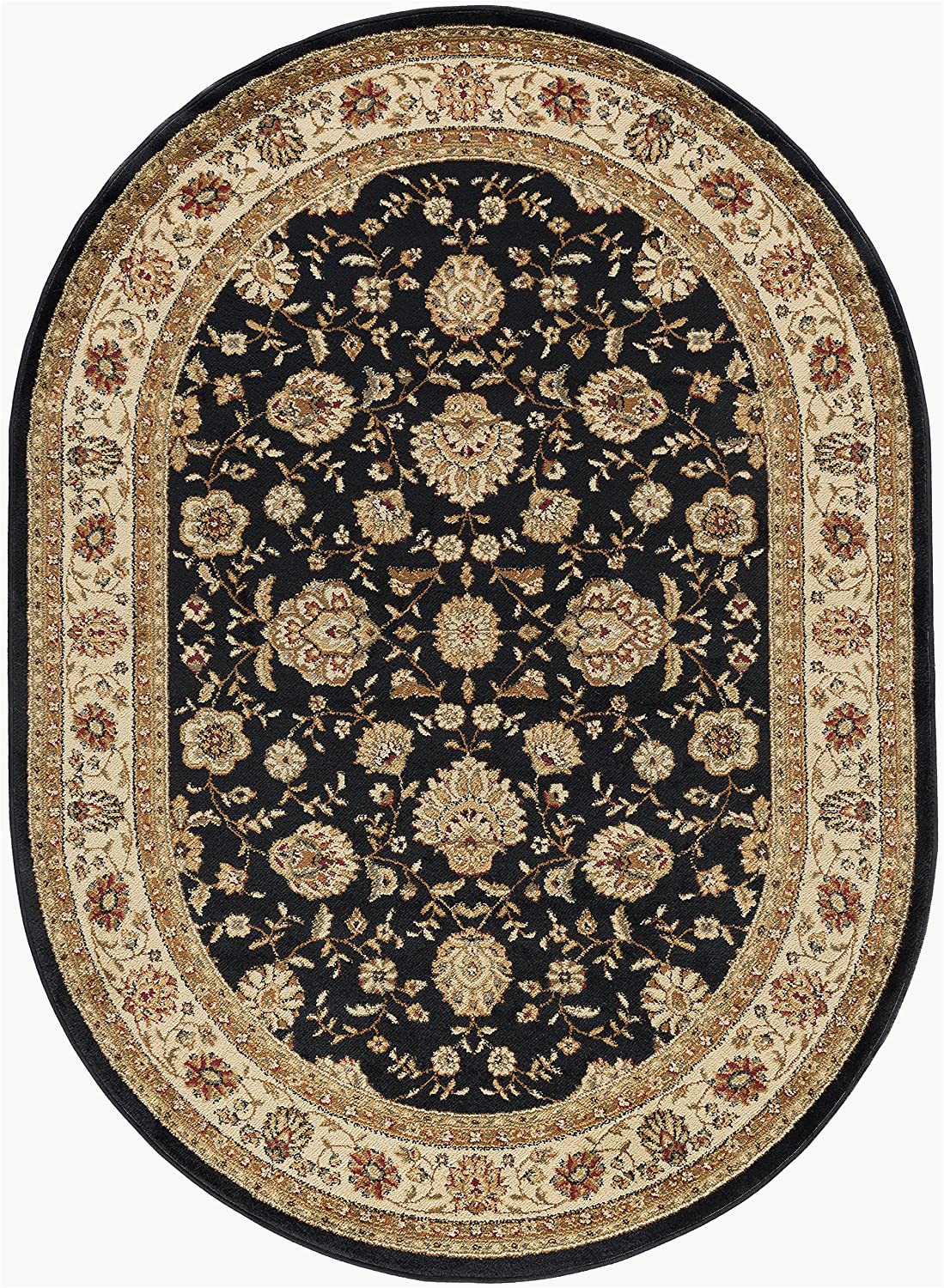 Cheap 7 X 10 area Rugs Raleigh Traditional Floral Black Oval area Rug 7 X 10 Oval
