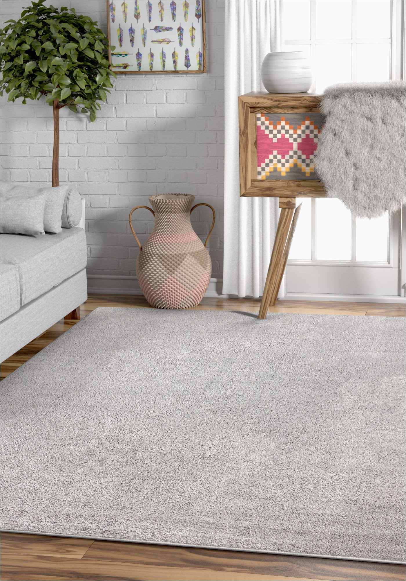 Cheap solid Color area Rugs Drexel Shimmer Light Grey solid Color Plain Microfiber area Rug Ultra soft Carpet