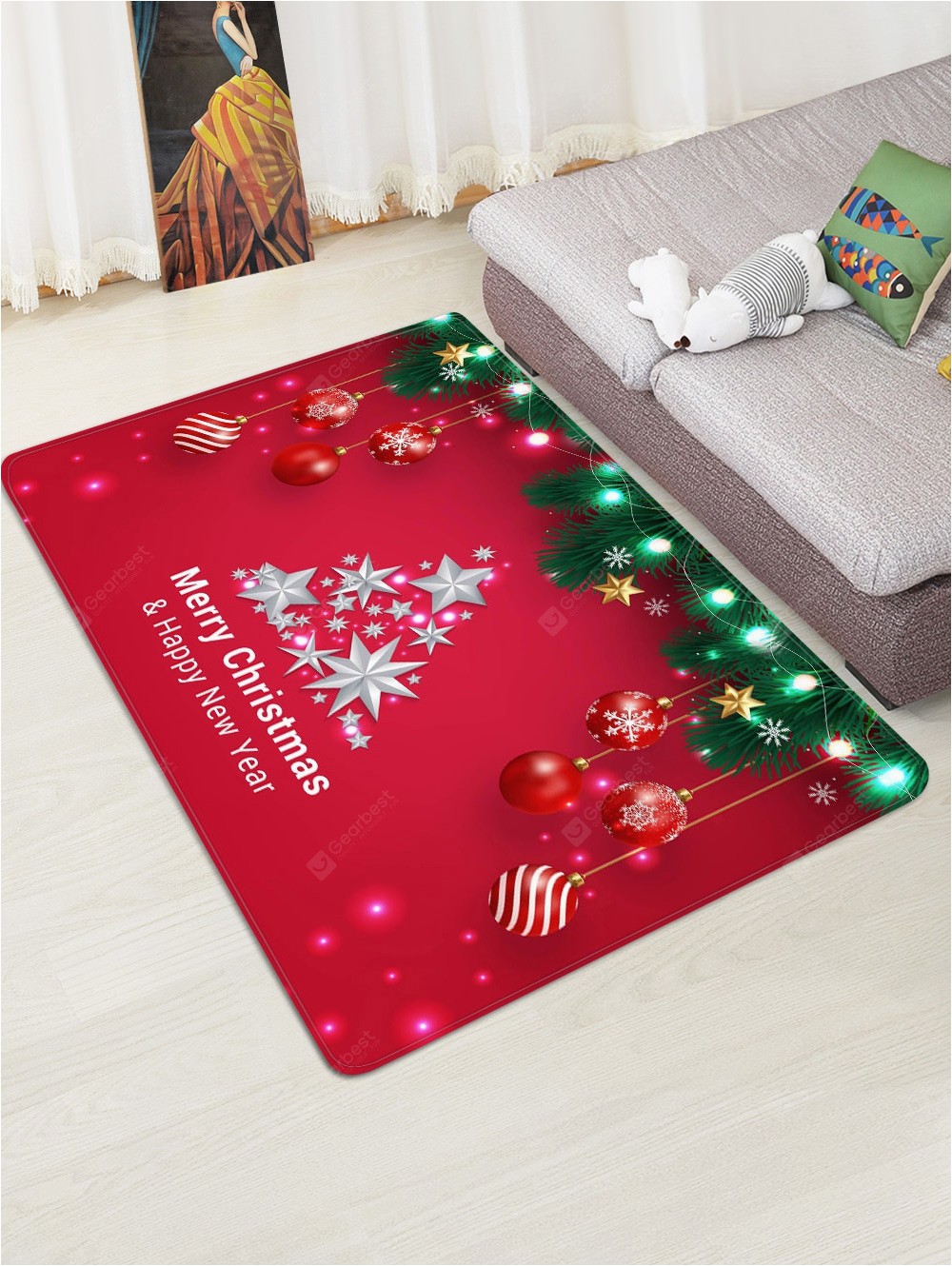 Christmas area Rugs for Sale Christmas Tree Balls Lights Greeting Pattern Water Absorption area Rug