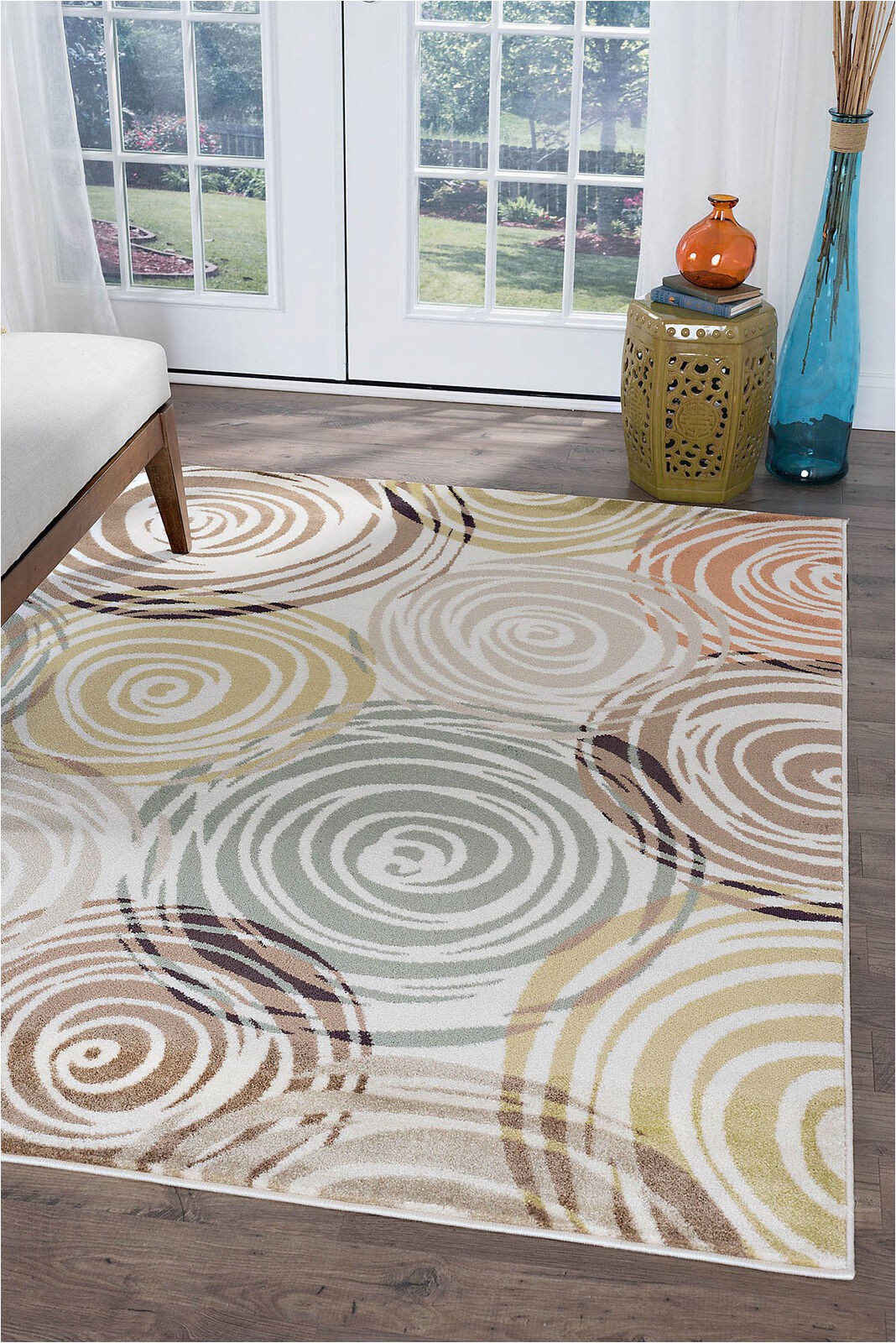 Contemporary Multi Color area Rugs Ivory Contemporary Circles area Rug Modern Geometric Swirls Multi Color Carpet