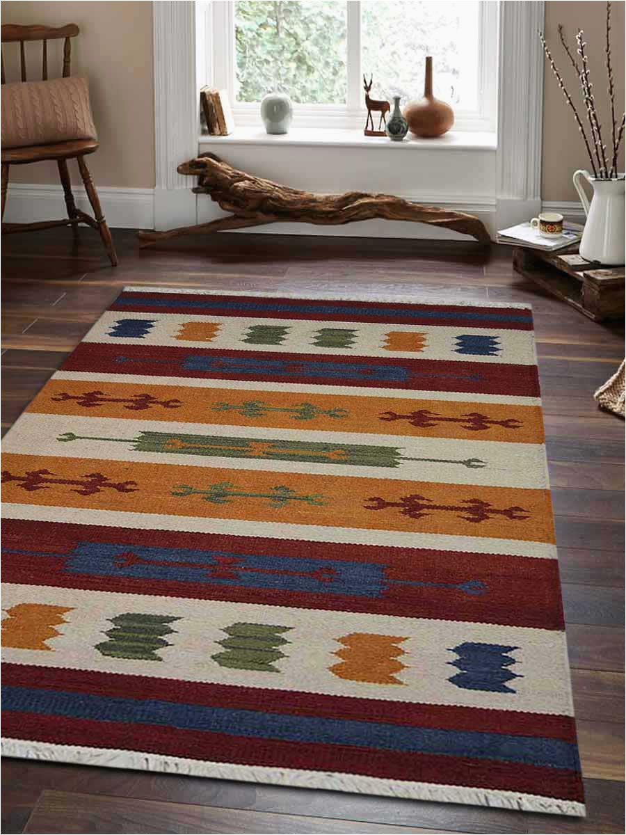 Contemporary Multi Color area Rugs Rugsotic Carpets Hand Woven Flat Weave Kilim Wool 5 X8 area Rug Contemporary Multicolor D Walmart