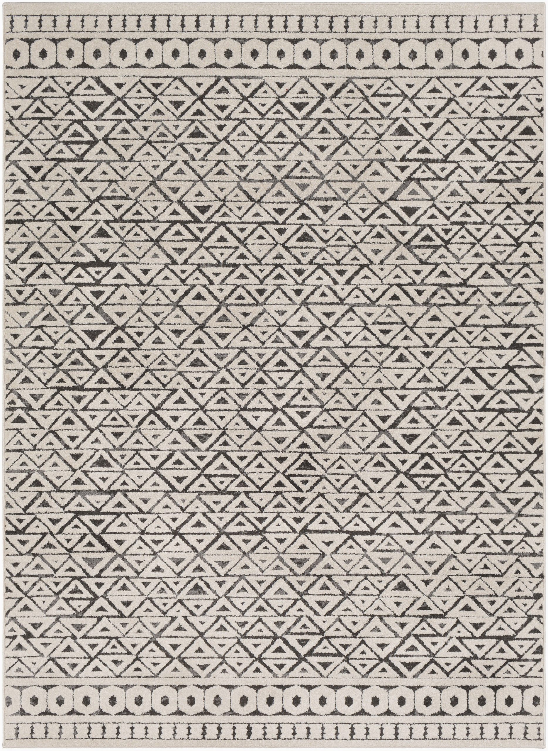 Elson Ivory Gray area Rug Variegated Triangles In Stripe formation Add A Playful Twist