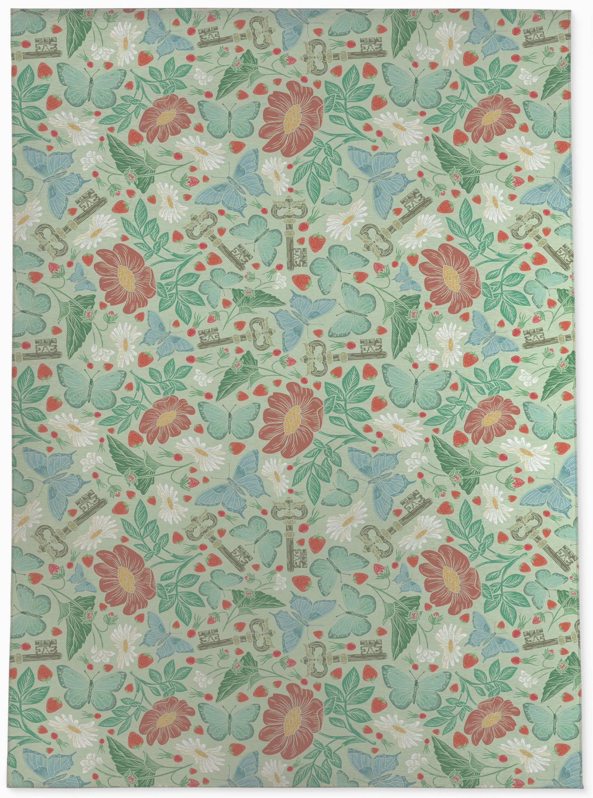 Green and Pink area Rugs Coen Floral Green Pink Blue area Rug
