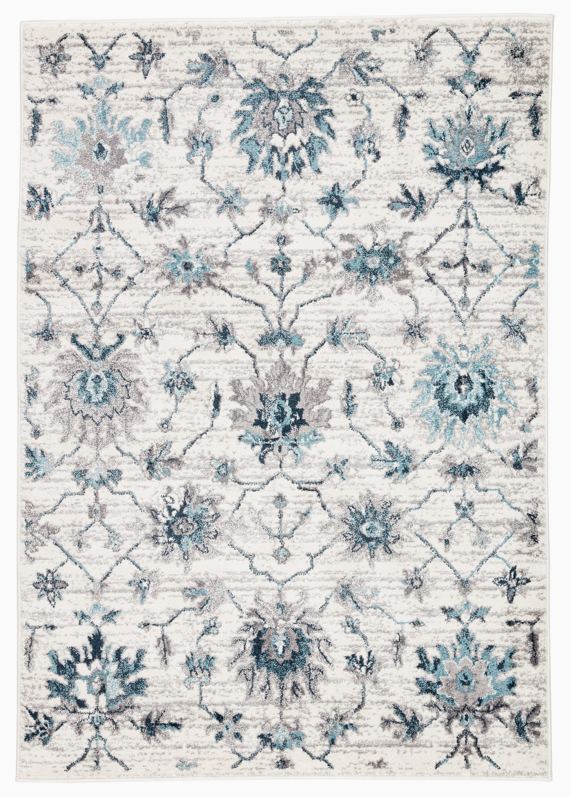 Grey White and Teal area Rug Garber Medallion White Teal area Rug