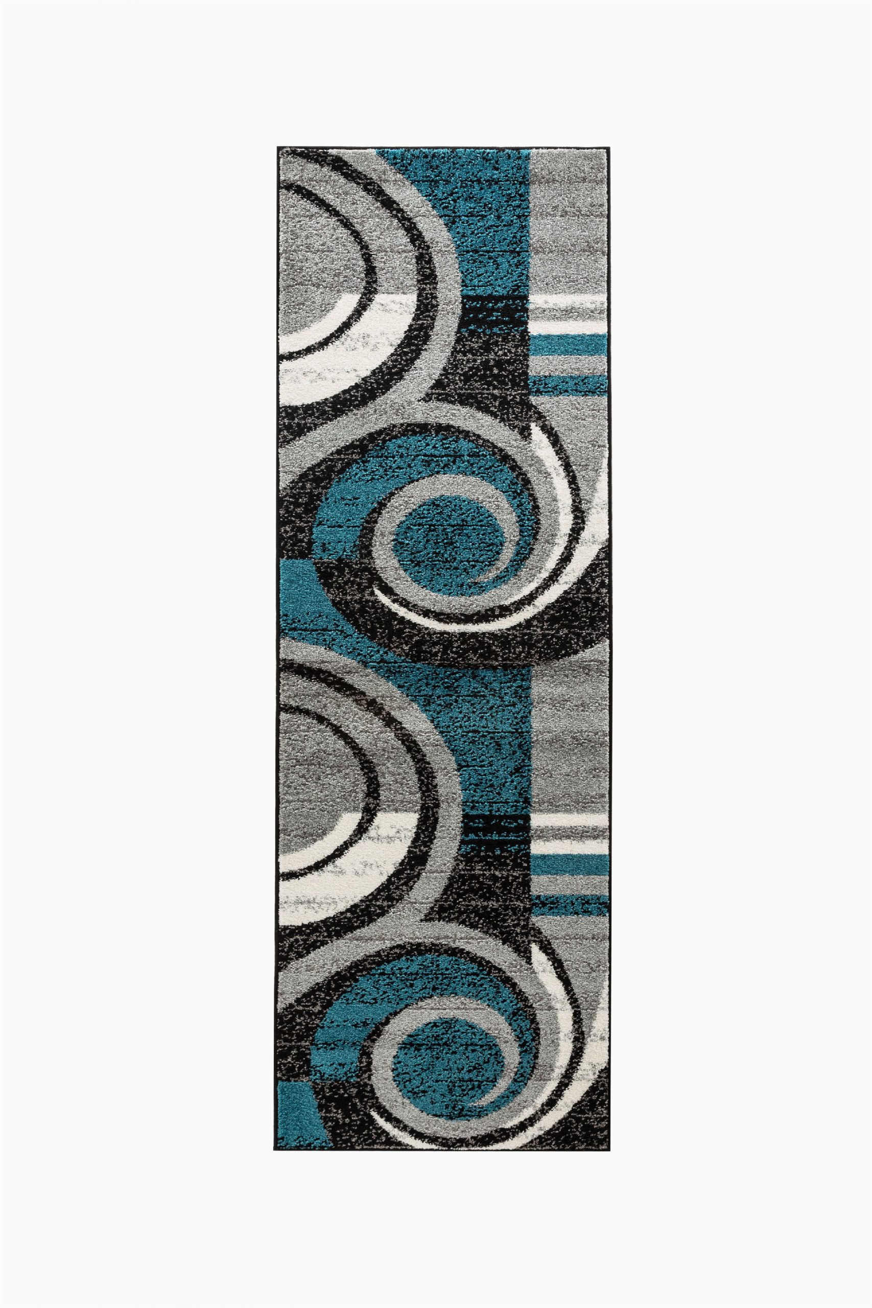 Grey White and Teal area Rug Oxford Collection Rugs Teal Black Grey White Swirls Retro Design Premiun soft area Rug 2 X7 Runner Walmart