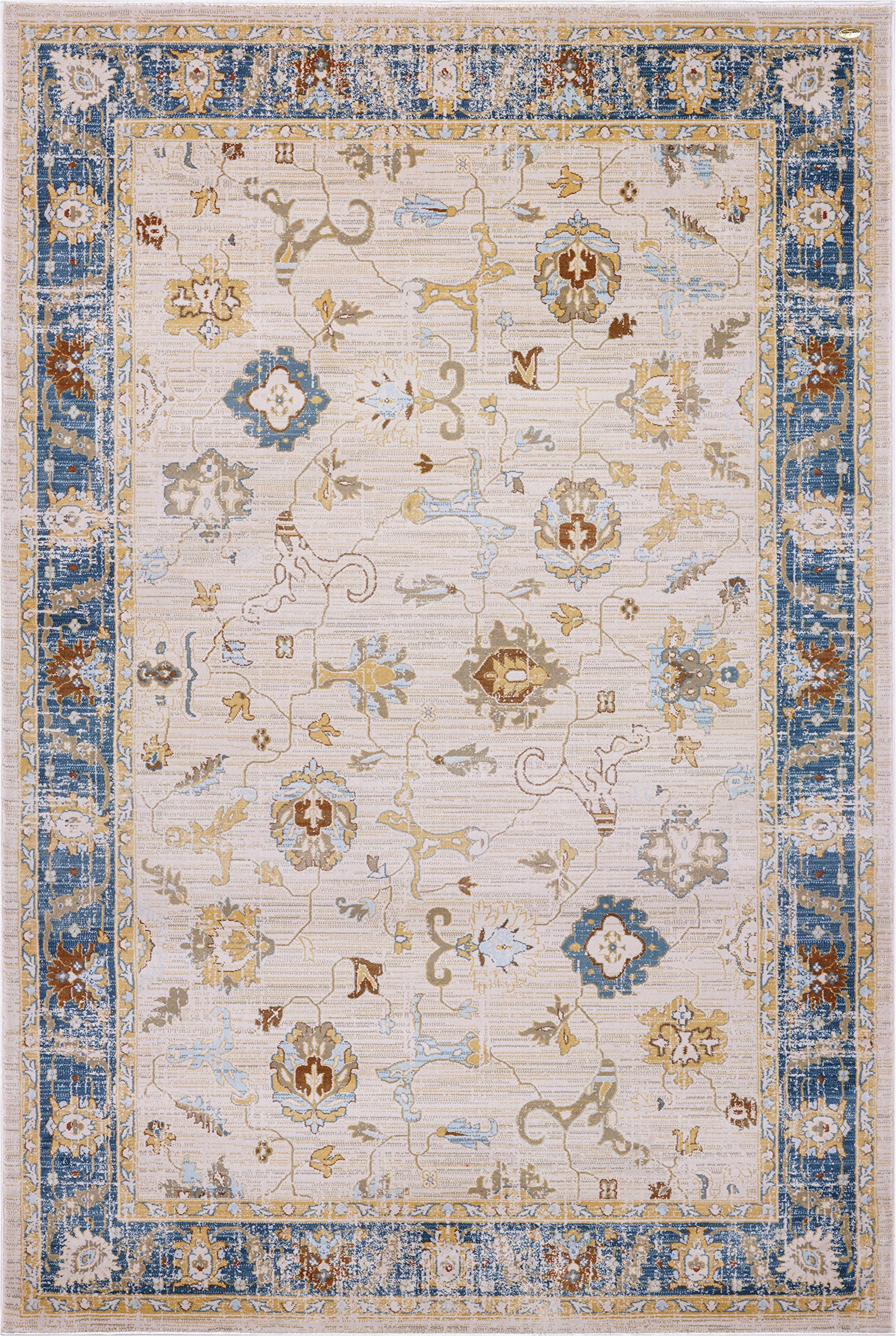 Home Goods area Rugs 5×7 Pierre Cardin Home Lagoon Collection oriental Traditional Vintage Design Abstract area Rugs for Living Room Carpets 5 X 8 Cream Blue