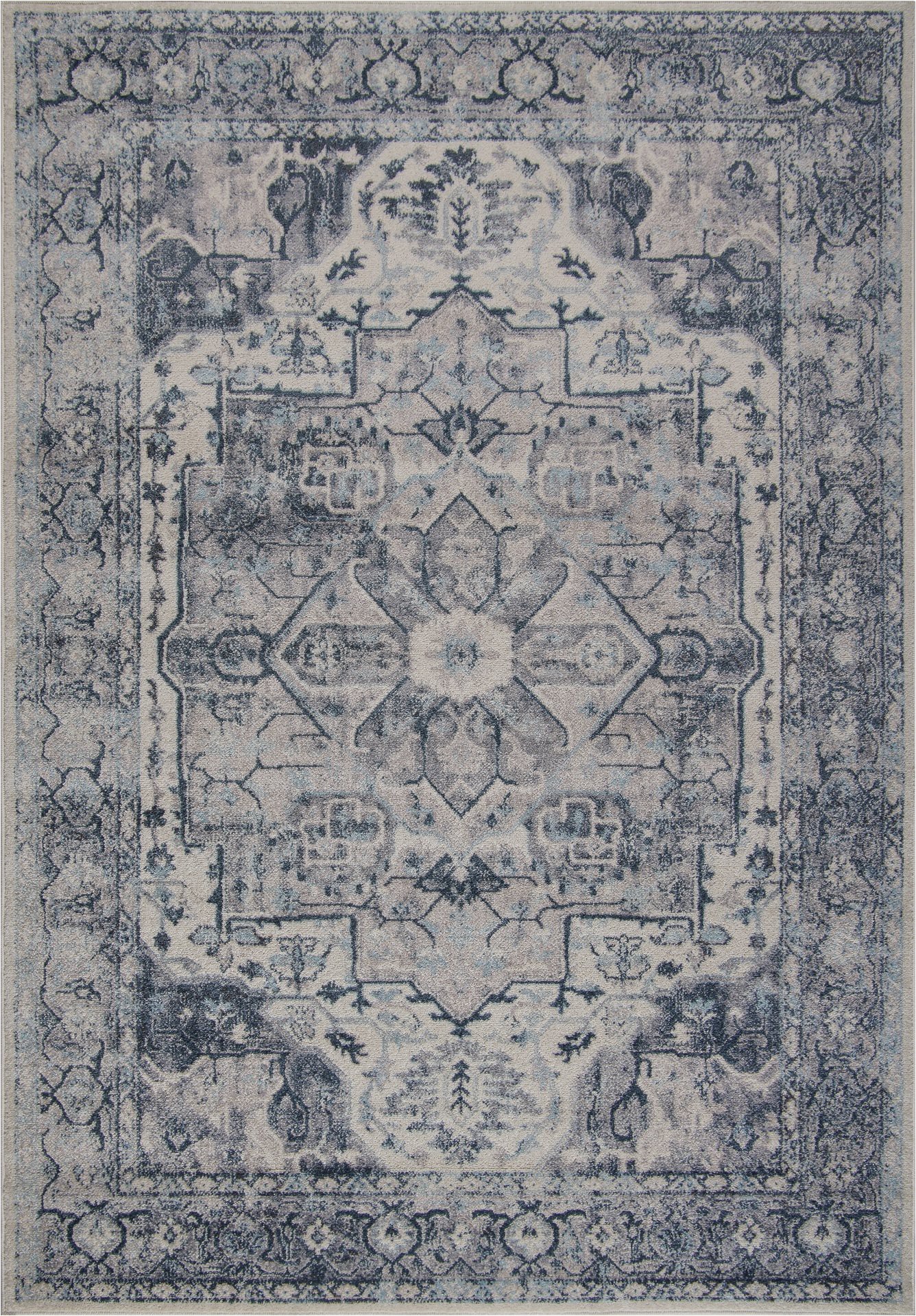 Home Goods area Rugs 7×9 Ladole Rugs atlantis Persian Design Bordered Style European Durable Blue and Grey Indoor area Rug Carpet 7×9 6 7" X 9 2" 200cm X 280cm