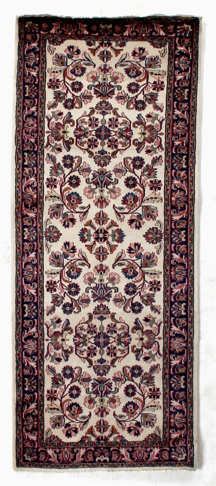 Kashan Design Runner area Rug E Of A Kind Indo Kashan Hand Knotted Ivory Rust 2 7" X 6 5" Runner Wool area Rug