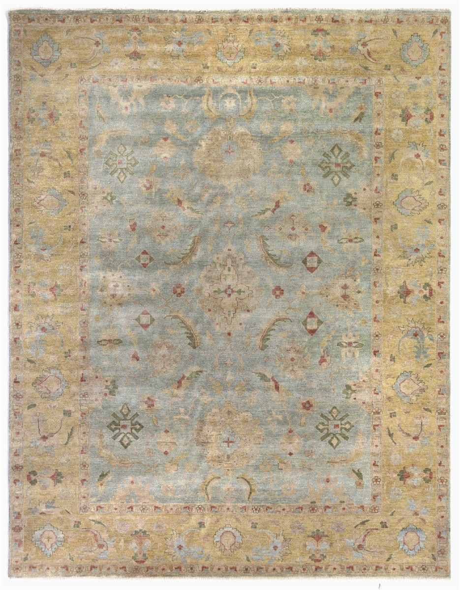 Light Blue and Brown area Rugs Exquisite Rugs Oushak Hand Knotted 3344 Light Blue Gold area Rug