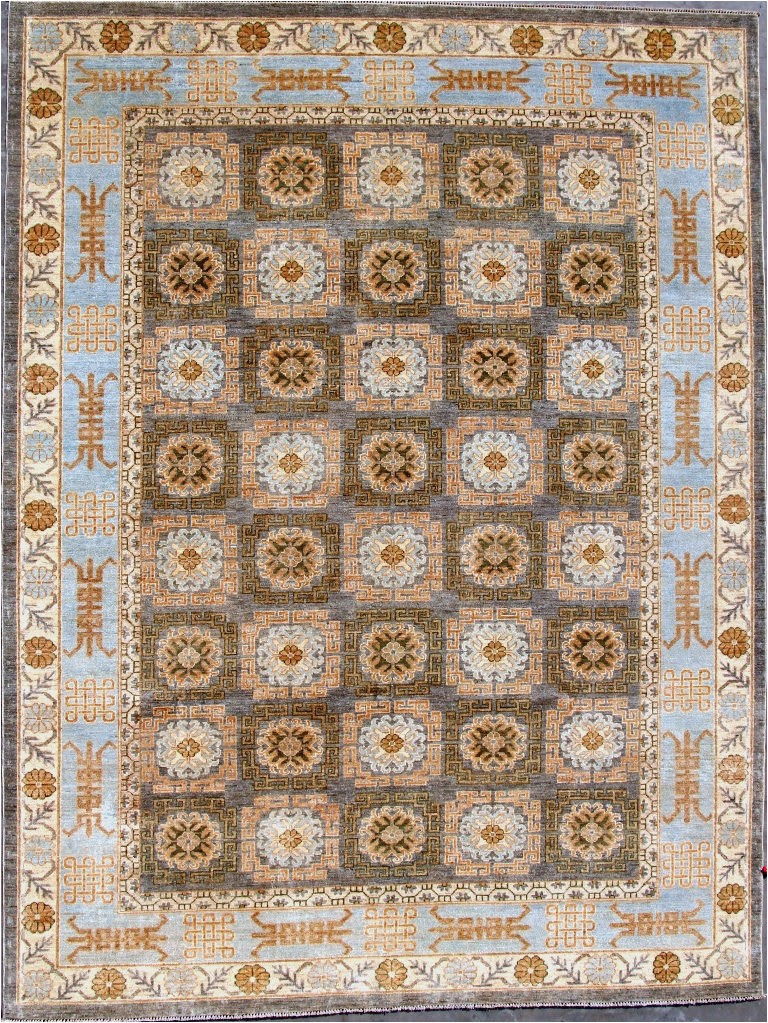 Light Blue and Brown area Rugs Kashee Taro Oak Brown Light Blue area Rug Clearance