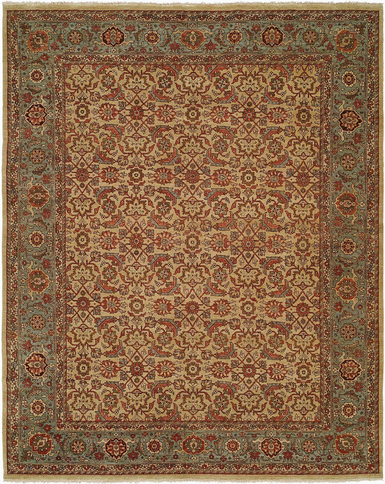 Nathanson Terracotta Peach area Rug Mccullom Hand Knotted Wool Ivory Blue area Rug