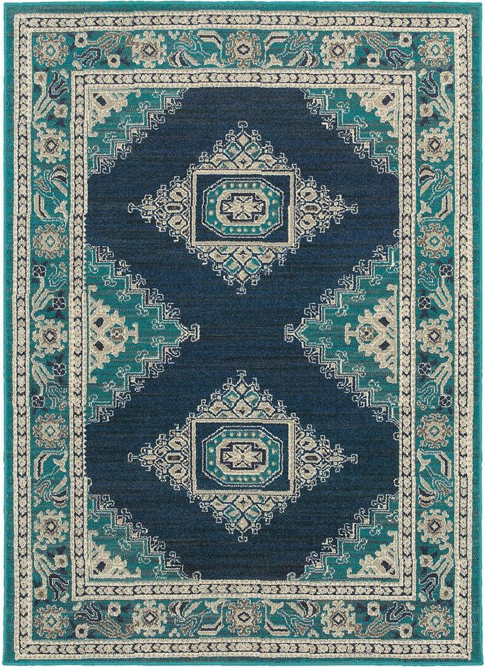 Navy Blue and Teal area Rugs Teal and Navy Eveline Rug