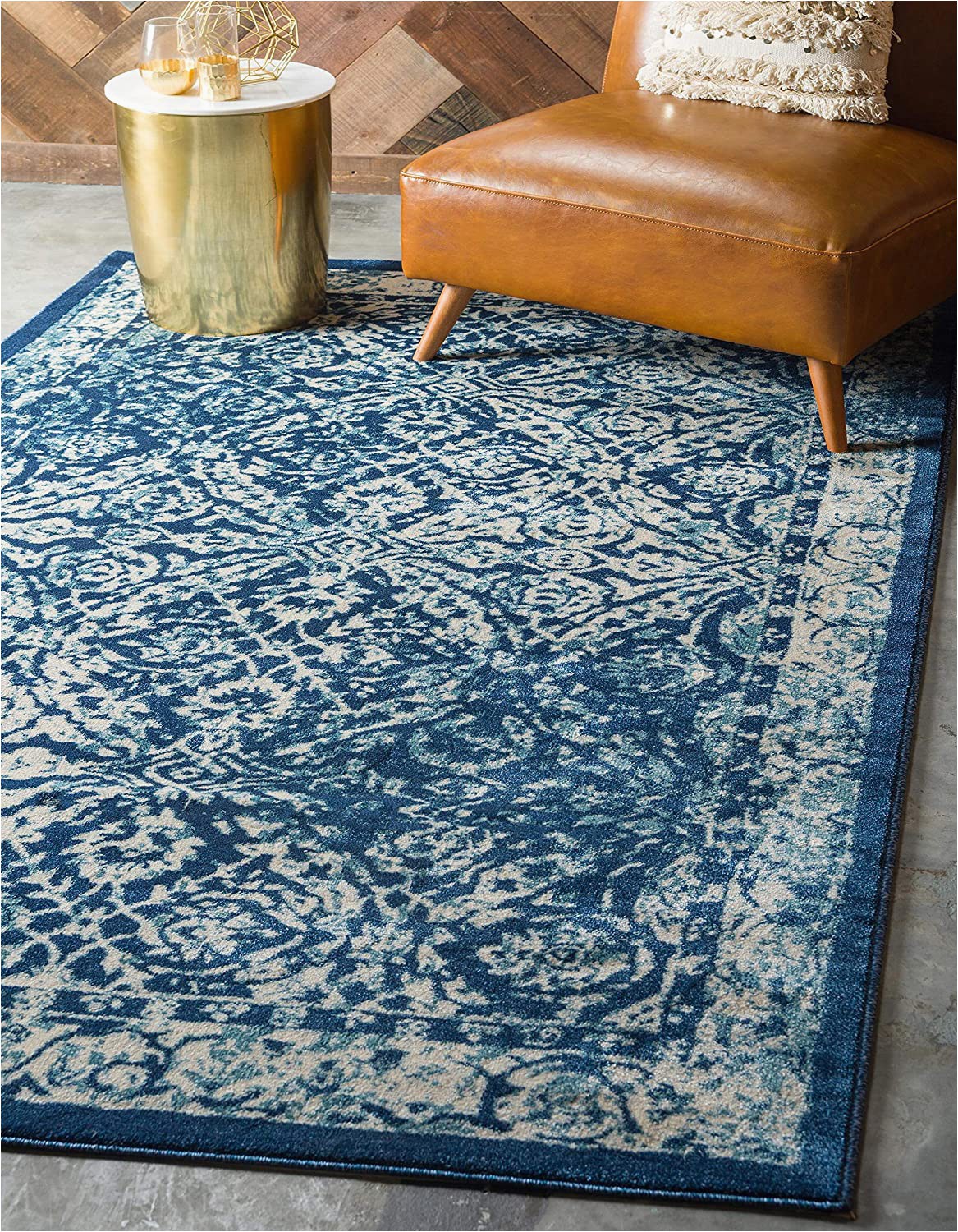 Navy Blue and Teal area Rugs Unique Loom Oslo Traditional Botanical area Rug 6 0 X 9 0 Navy Blue Beige