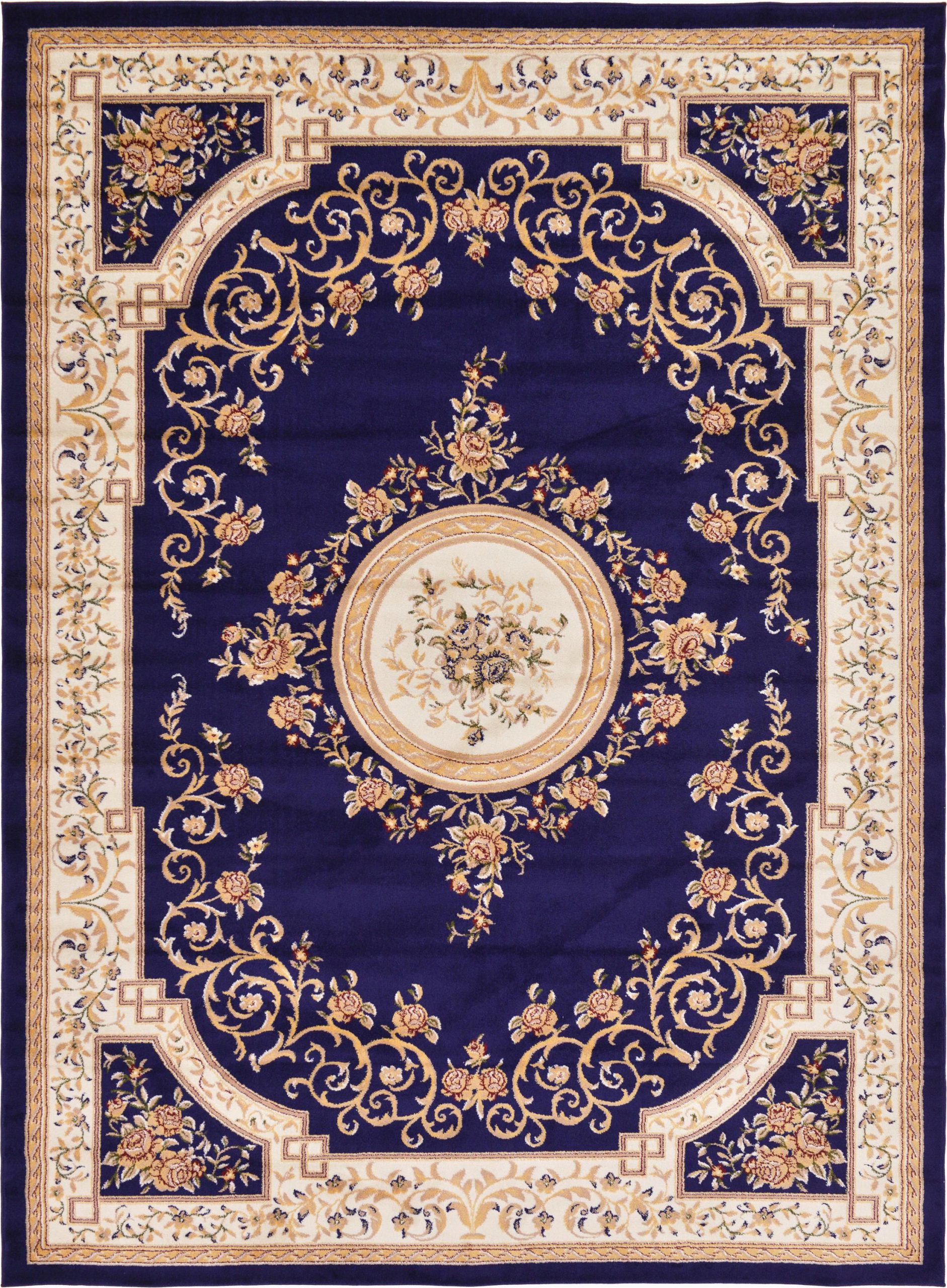 Navy Blue Patterned area Rug Navy Blue 9 X 12 Classic Aubusson Rug