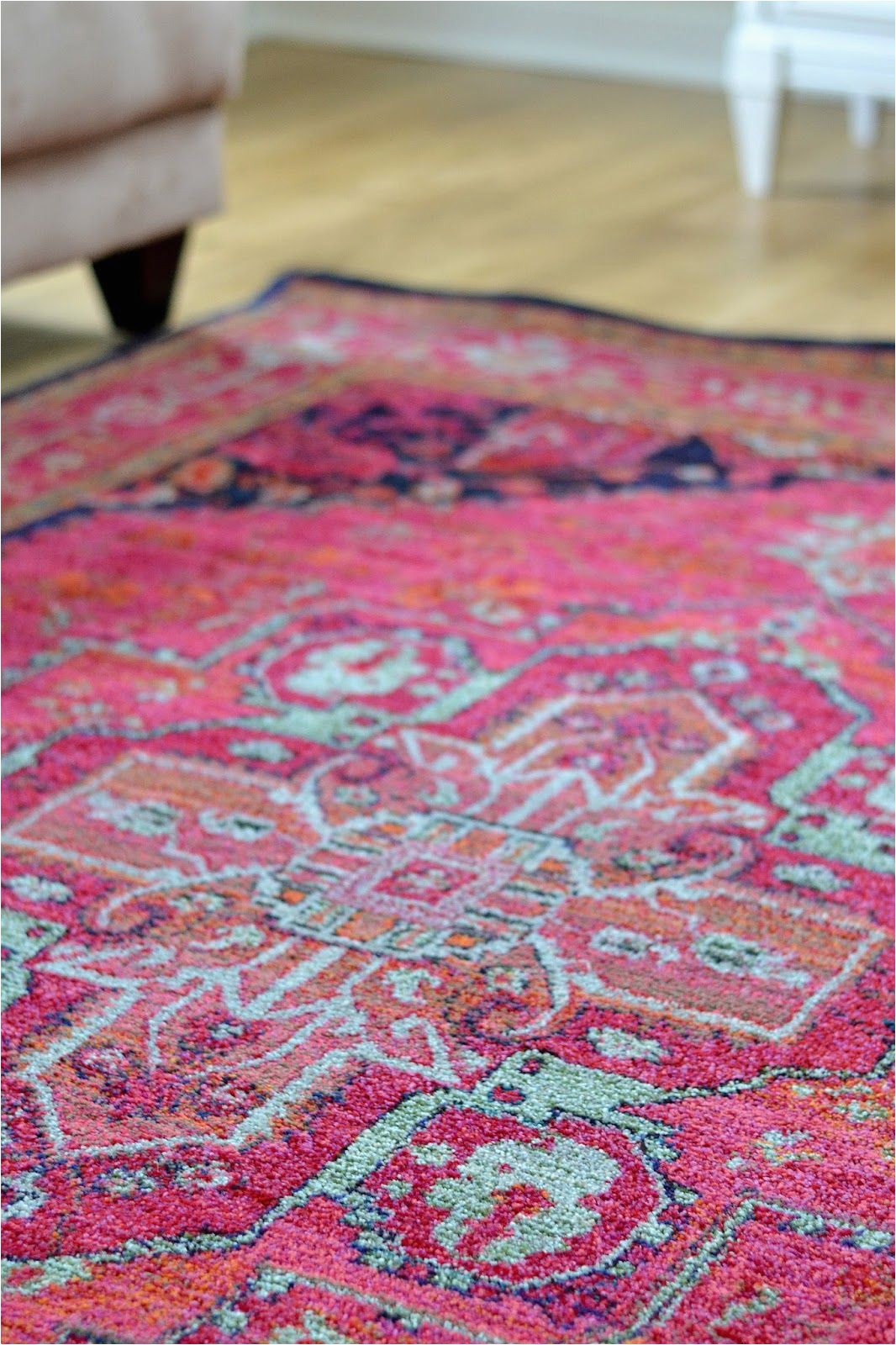 Pink and Navy area Rug Livelovediy How to Easily Update Thrift Store Art