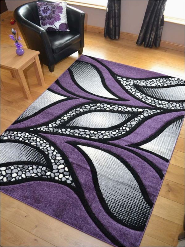 Purple and Silver area Rugs New Small Extra Huge Purple & Silver Black Thick