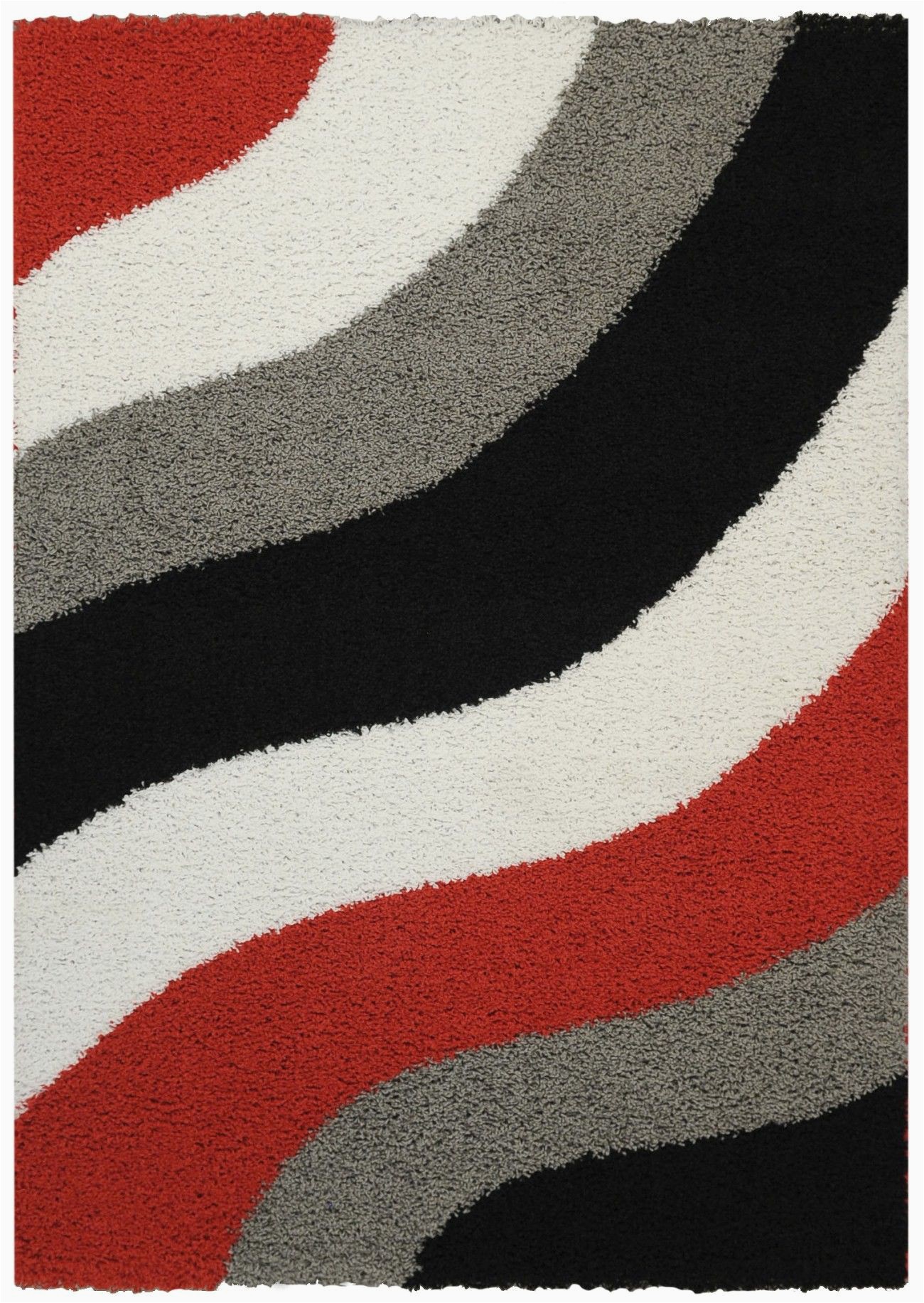 Red and White Striped area Rug Bella Maxy Home Block Striped Waves Contemporary Shag area
