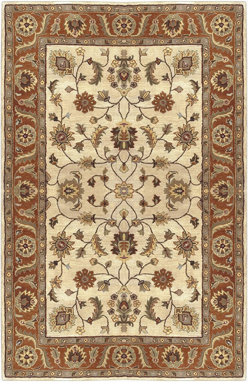 Seaside Collection area Rug Parchment Multi Surya Crowne Classic Hand Tufted Wool Parchment 4 X 6 Traditional area Rug