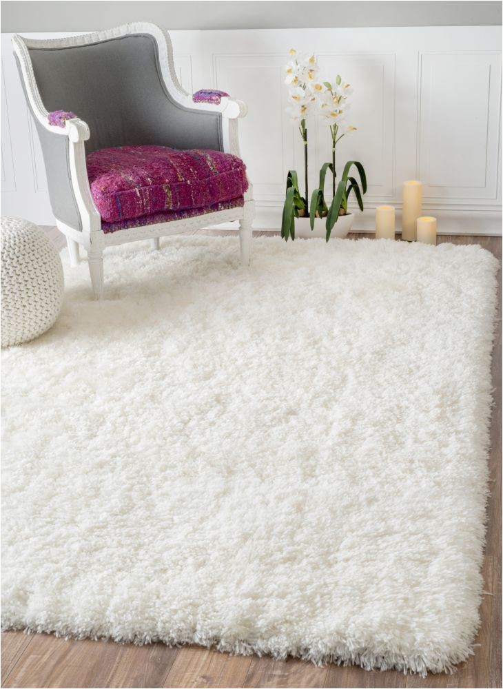 White area Rug for Nursery Lombardy Plush Shaggy Vr01 White Rug