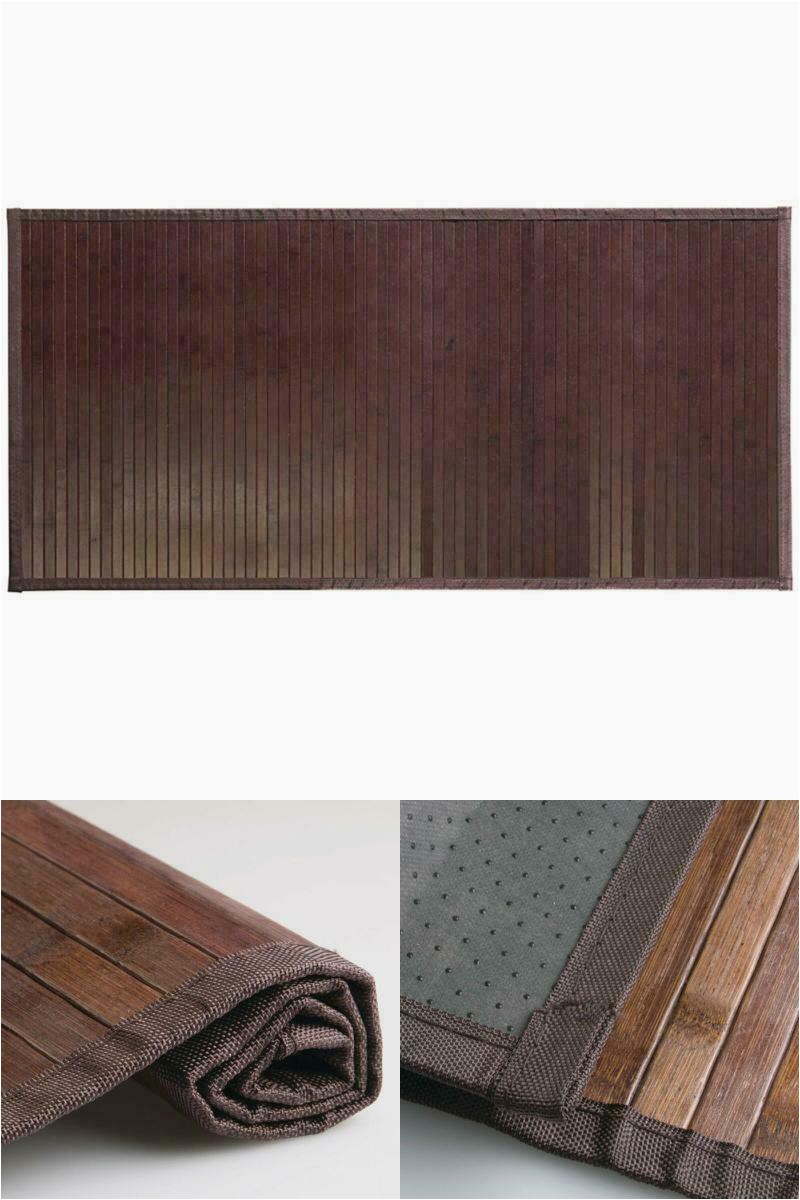 24 X 48 Bath Rug Bamboo Floor Mat Bathroom Rug Wood Natural Mocha Non Skid Home Decor 48 X 24 In