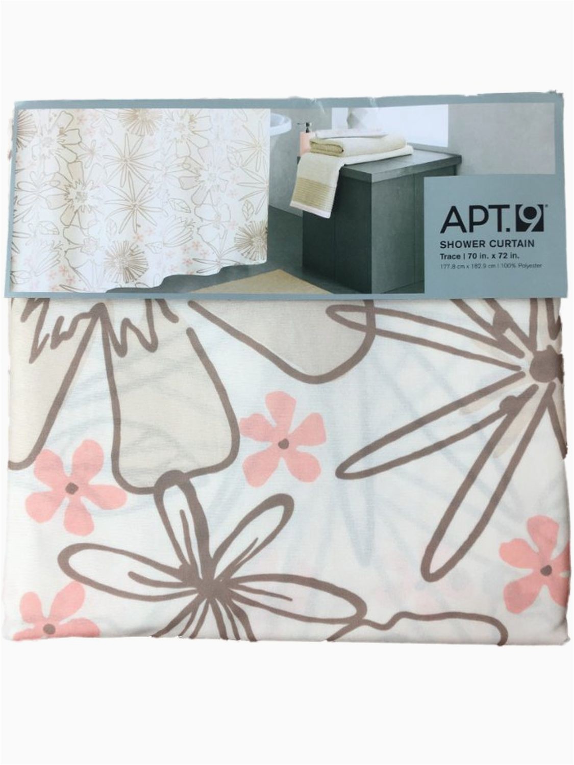 Apt 9 Bath Rugs Apt 9 Pretty Peach & Brown Flower Trace Fabric Shower Curtain Floral Bath Walmart