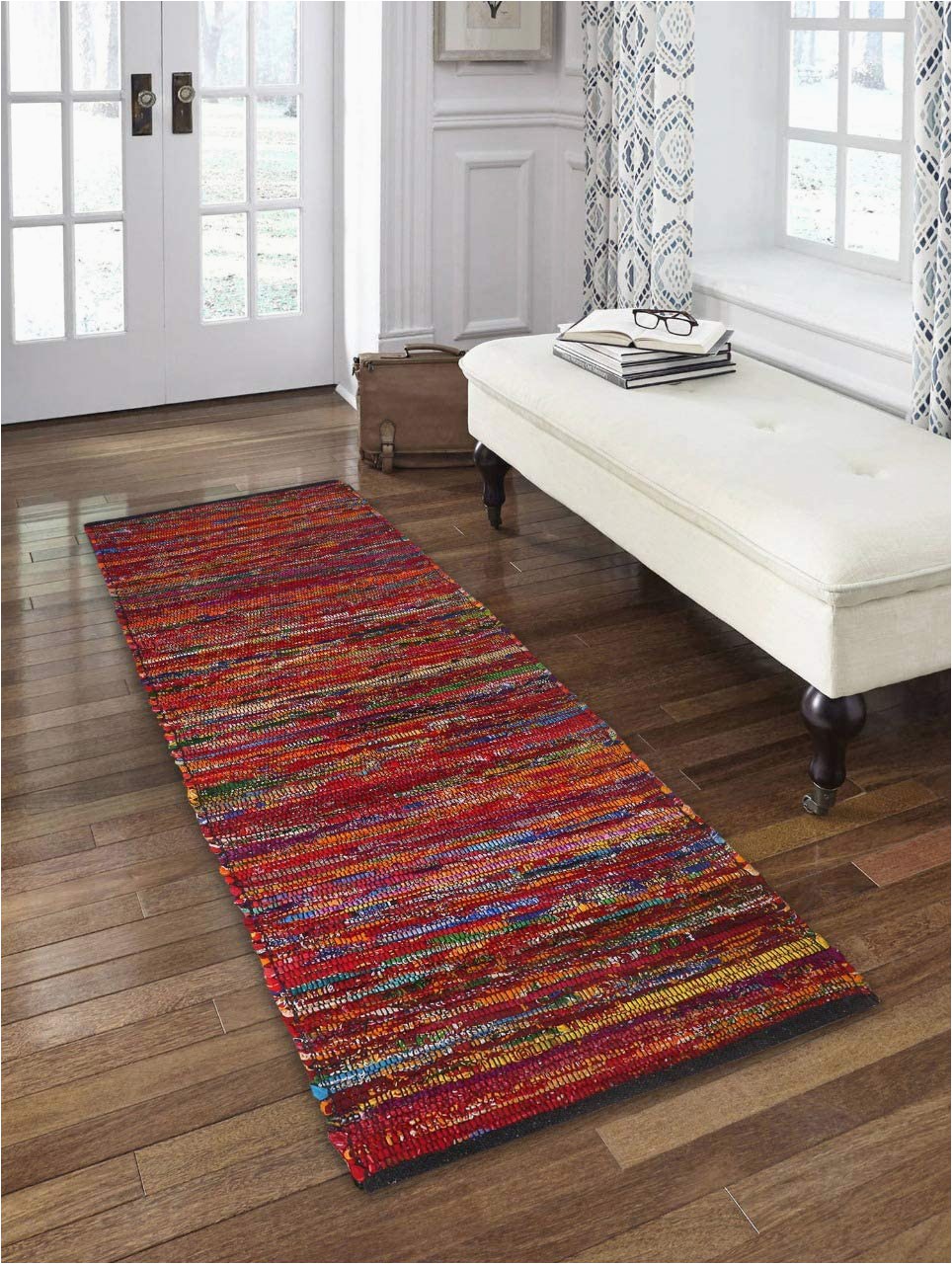 Bath Rug Runner 24 X 72 Cotton Multi Chindi Bed Runner Rugs 24×72 Inch Multi Color Cotton area Rugs Runner Bed Room Rugs Runnner Machine Washable Rugs Runner