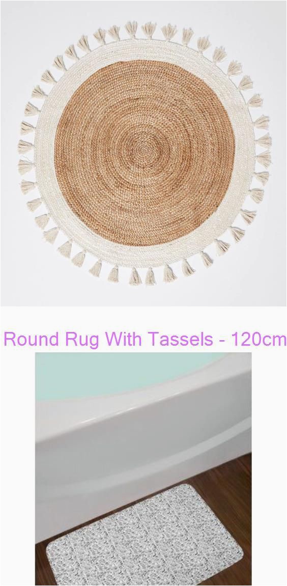 Bath Rug with Tassels Round Rug with Tassels 120cm Bed Bath