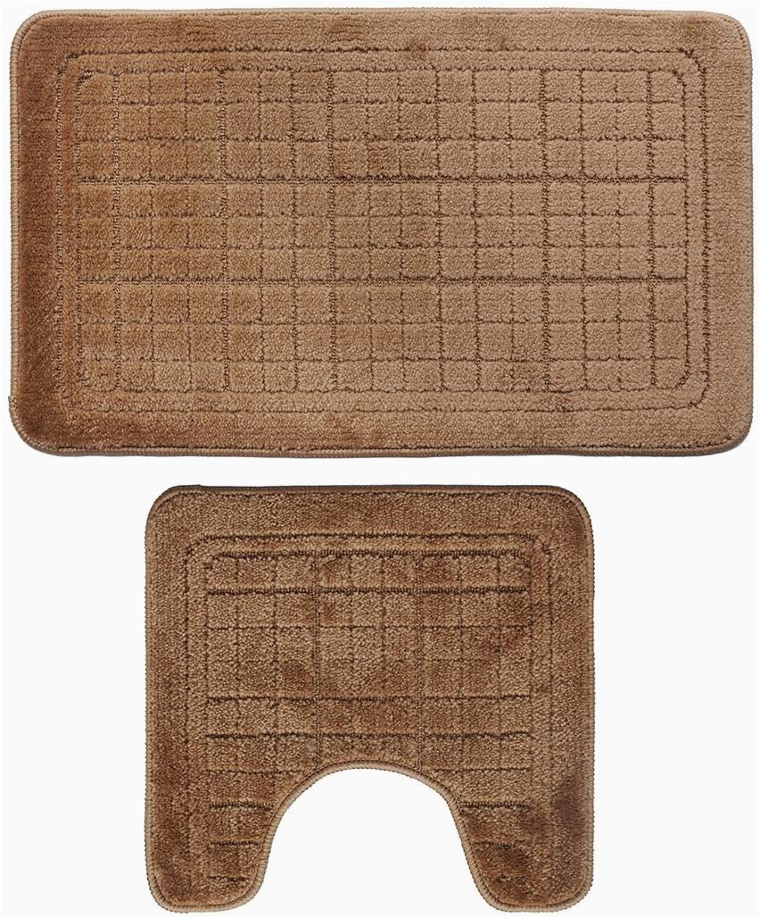 Bath Rugs with Latex Backing Waroom Home Bathroom Mats Set 2 Piece Extra soft Latex Backing Non Slip Bathroom Rug Mat Adds Safety and fort to Any Bathroom Beige