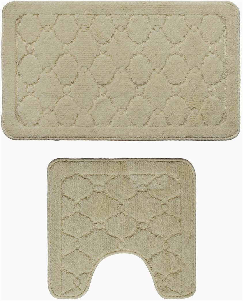 Bath Rugs with Latex Backing Waroom Home Bathroom Mats Set 2 Piece Extra soft Latex Backing Non Slip Bathroom Rug Mat Adds Safety and fort to Any Bathroom Cream