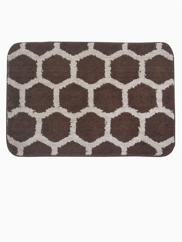 Bath Rugs without Rubber Backing Bianca Brown & Beige Anti Skid & Hd Rubber Backing Bath Rug