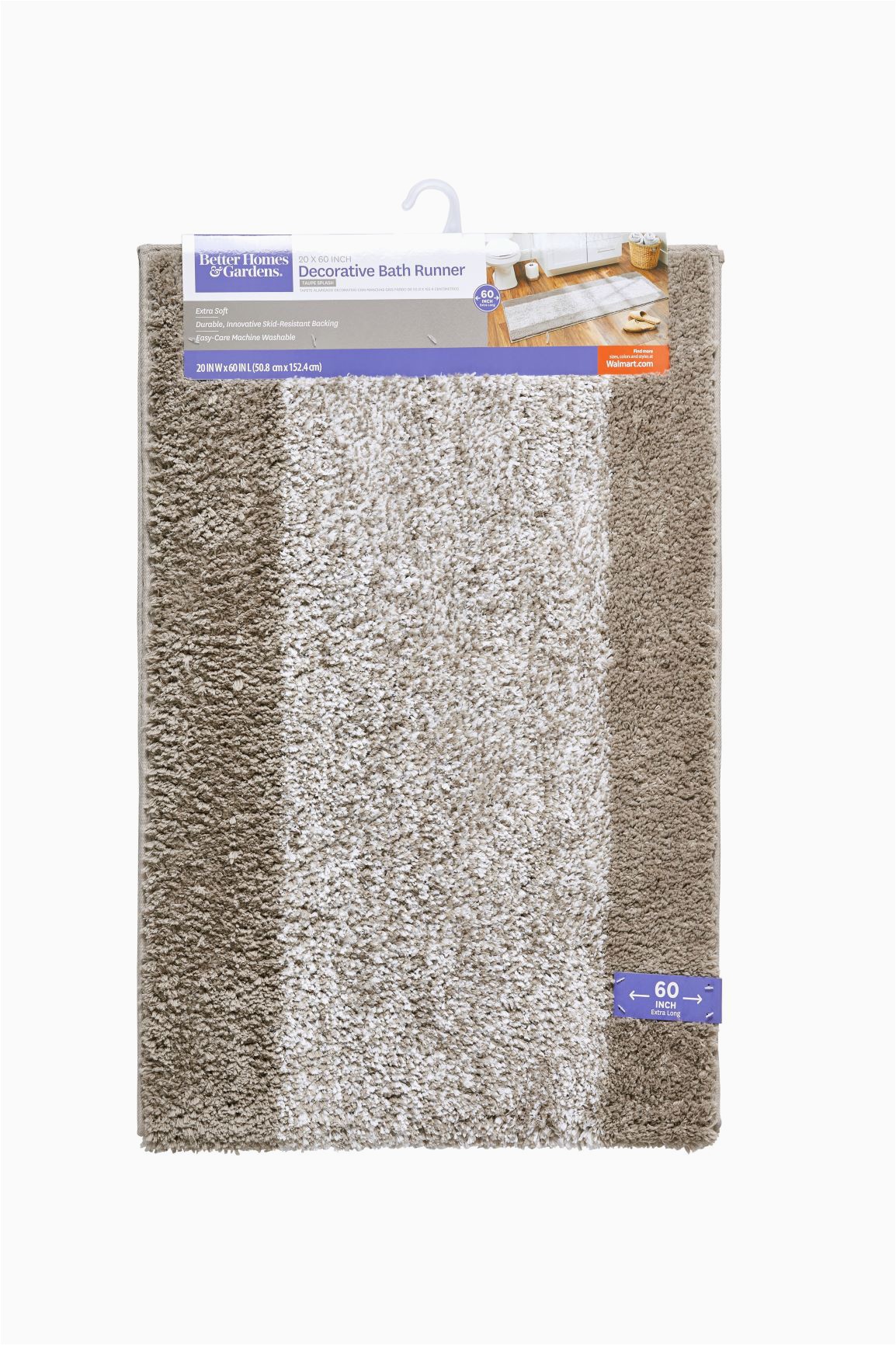 Better Homes and Gardens Heathered Bath Rug Better Homes & Gardens Heather Stripe Anti Slip Runner 20 X 60 Taupe