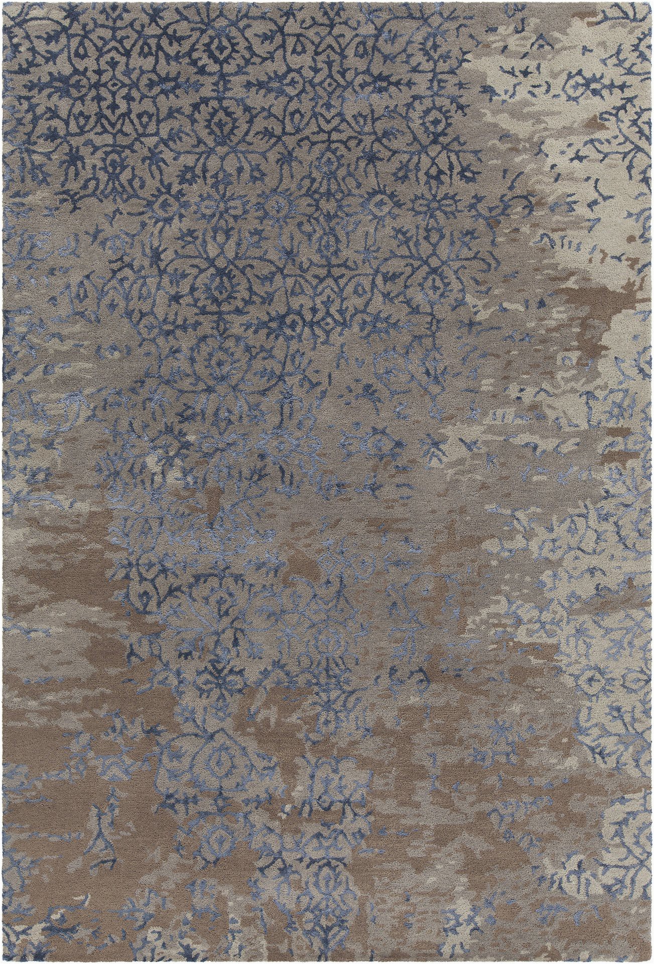 Blue and Brown Bath Rugs Rupec Collection Hand Tufted area Rug In Grey Blue & Brown