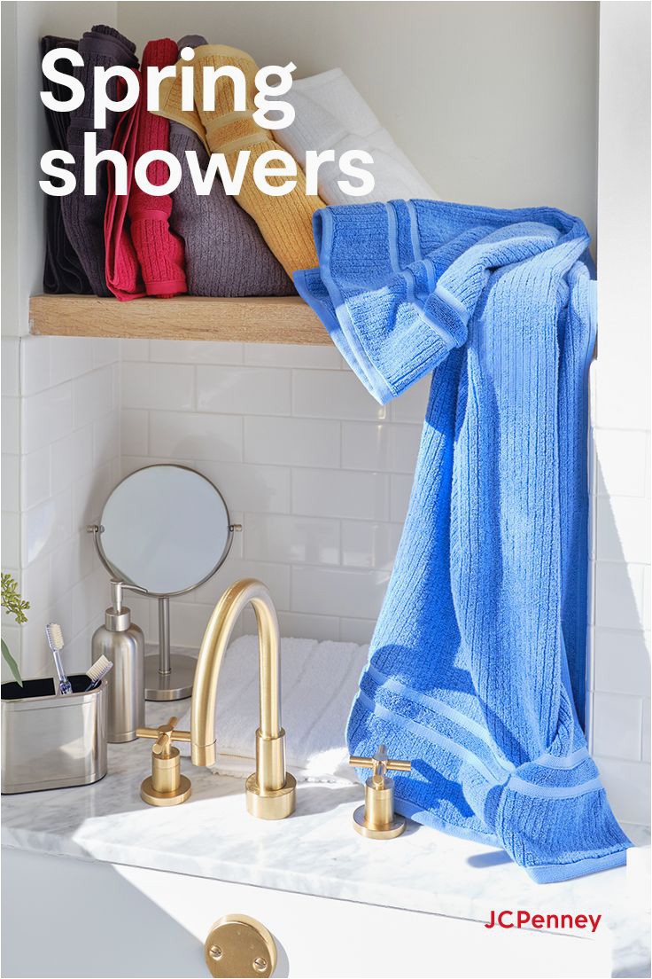 Blue Bath towels and Rugs Spring Bath Inspo In 2020