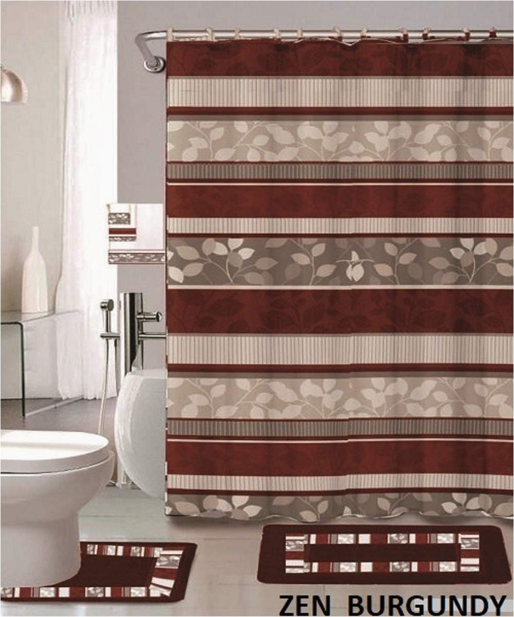 Burgundy Bath Rugs and towels Wpm World Products Mart Zen 18 Piece Bathroom Set 2 Rugs