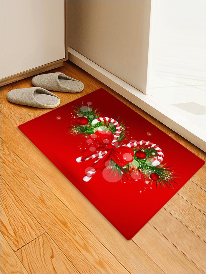 Candy Cane Bath Rug Christmas Candy Cane Printed Decorative Floor Mat