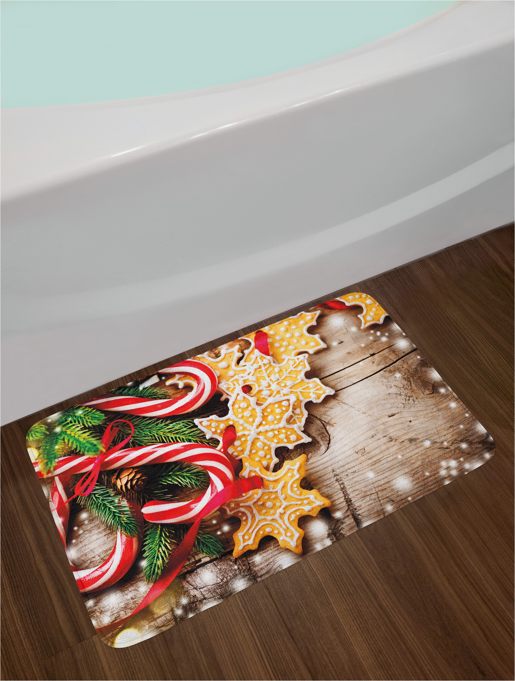 Candy Cane Bath Rug Christmas Cookies and Candy Canes Backing Bath Rug