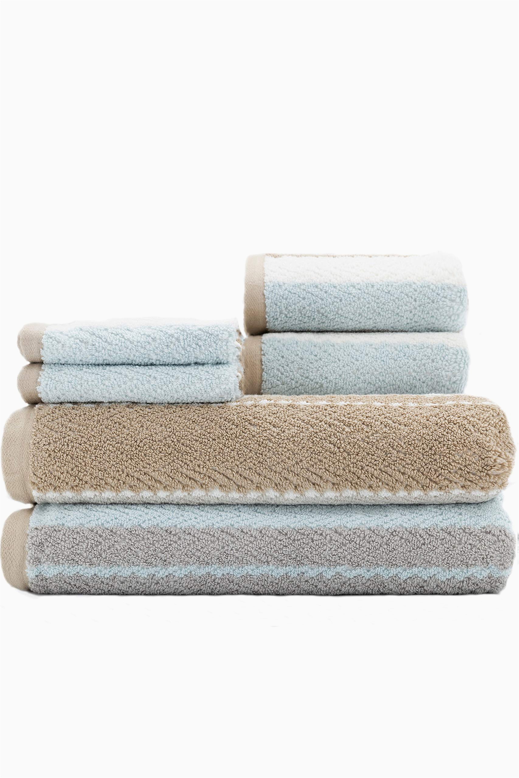 Caro Home Bath Rugs Caro Home Addison Brown 6 Piece Bath towel Set 2 Bath towels 2 Hand towels 2 Face towels Bed Cotton Premium Quality Multi Pattern Color