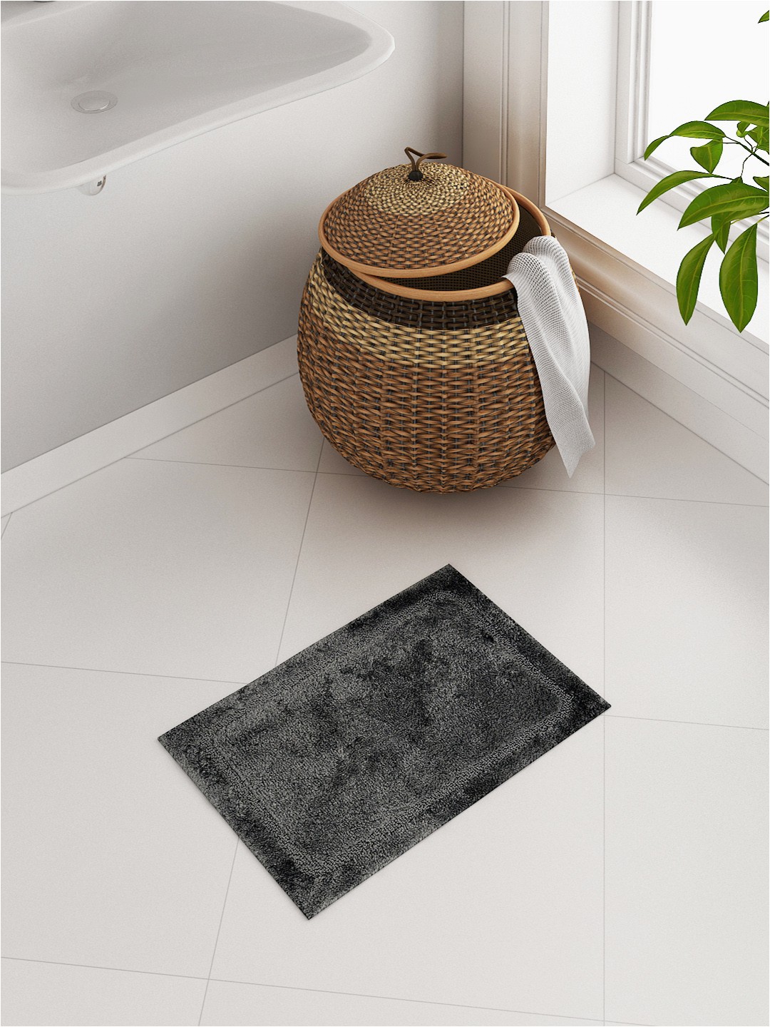 Charcoal Grey Bath Rugs Spaces Elan Charcoal Grey Cotton Rectangular Bath Rug