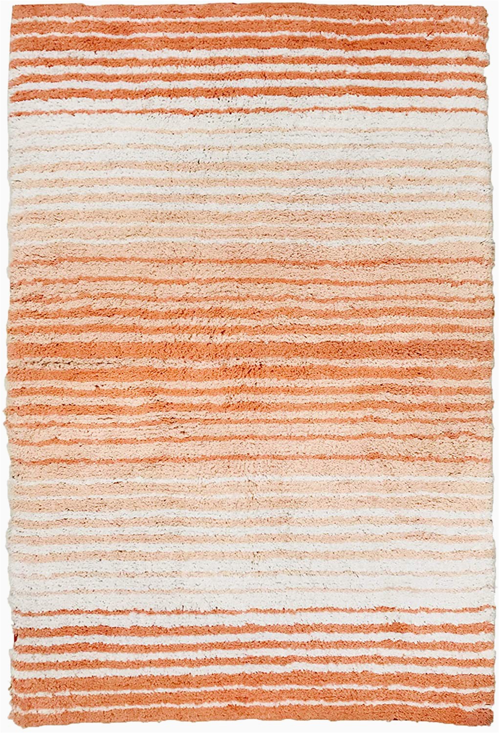Chenille Lines Bath Rug Collection Home Weavers Gradiation Collection Absorbent Cotton soft Rug Machine Wash Dry 24"x40" Coral