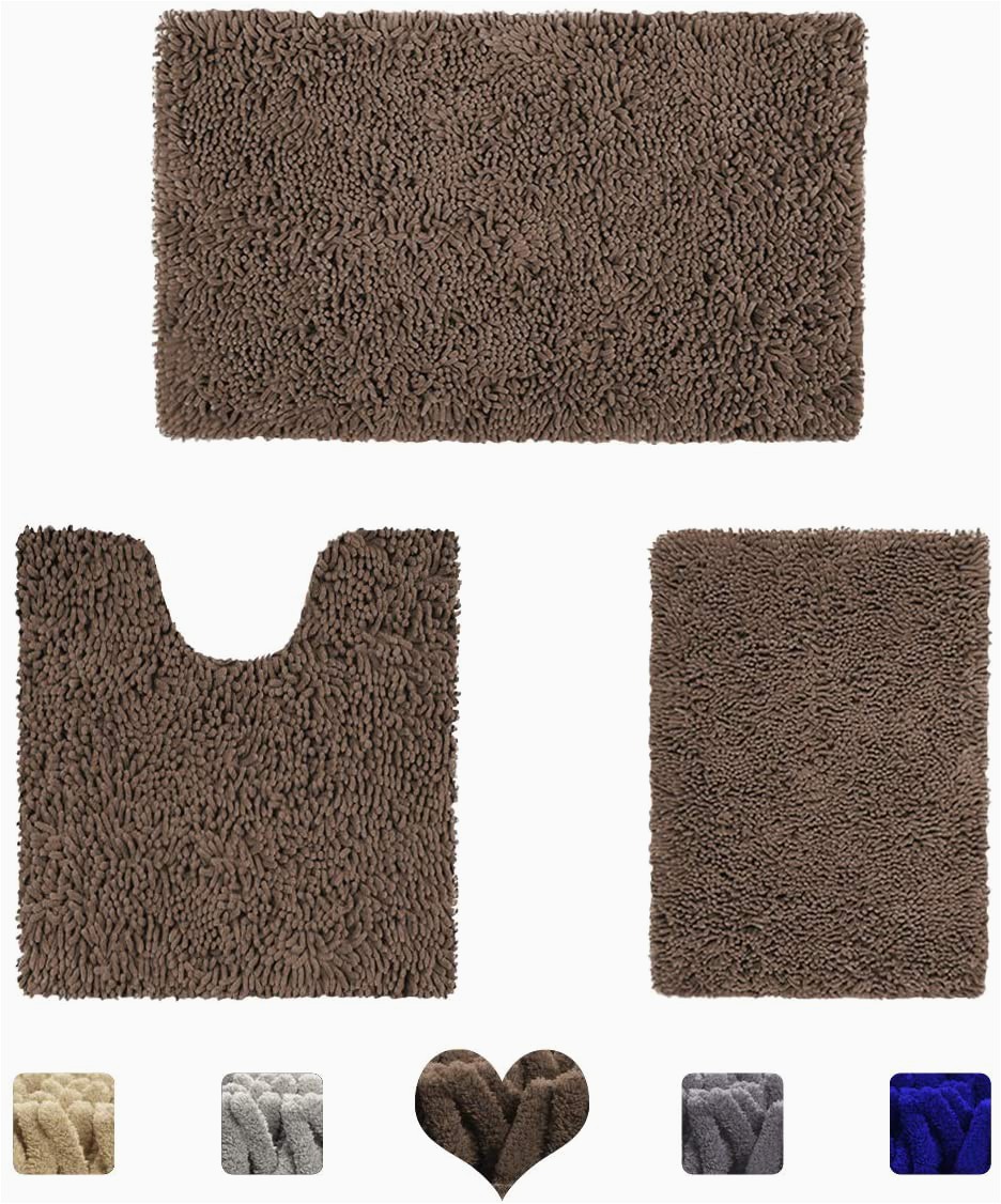 Chenille Shaggy Bath Rug Set Amazon Homeideas Value 3 Pieces Bathroom Rugs Set Grey