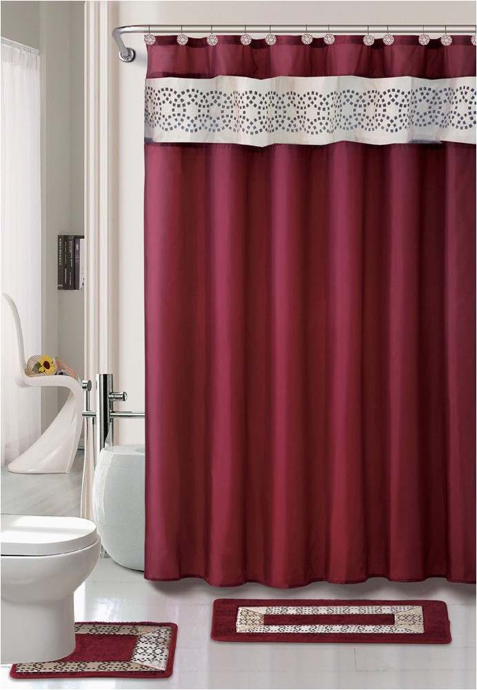 Contemporary Bath Rug Sets Contemporary Bath Shower Curtain 15 Pcs Modern Bathroom Rug Mat Contour Hook Set Walmart