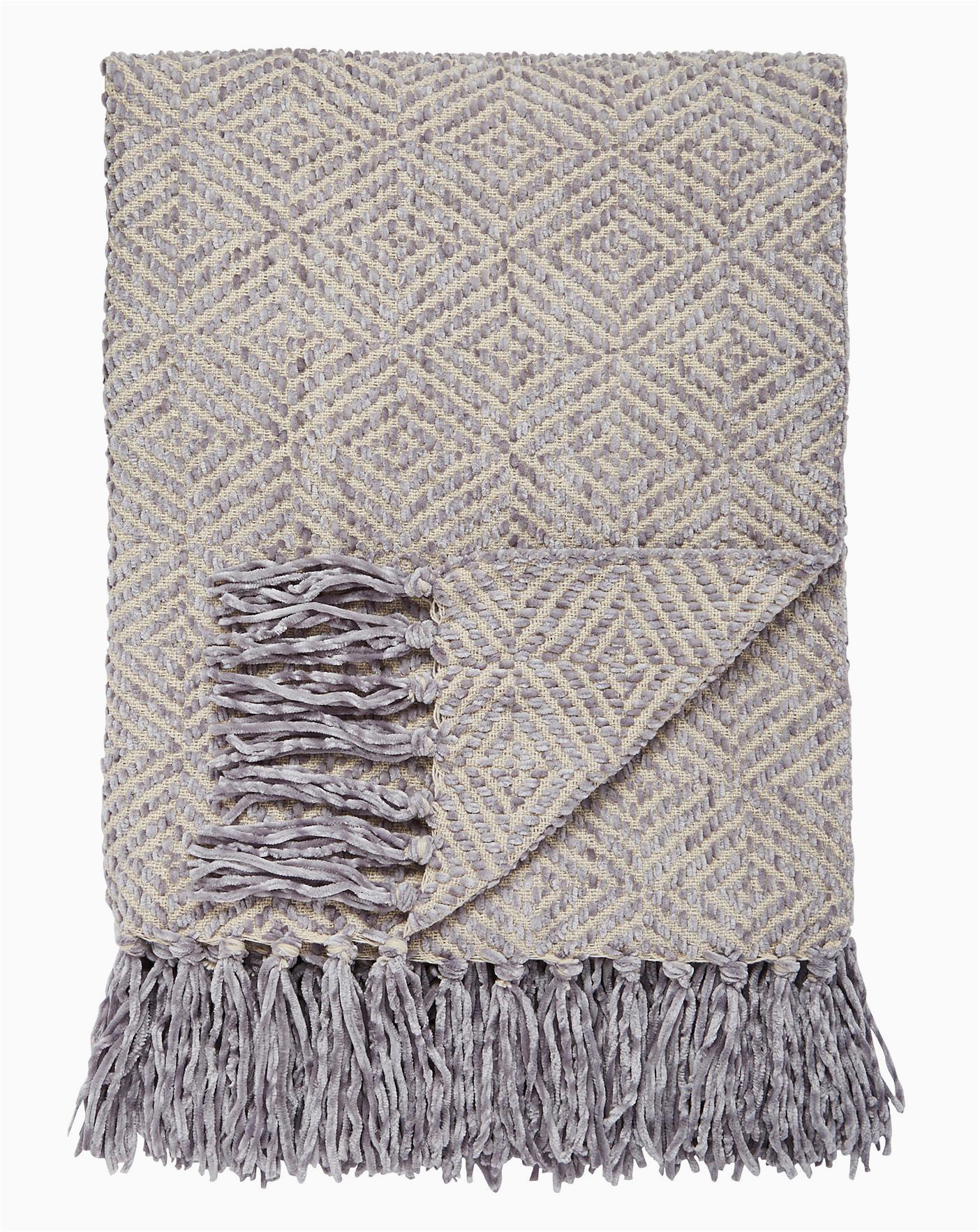 Dolce Home Luxury Chenille Bath Rug Cascade Diamond Chenille Throw