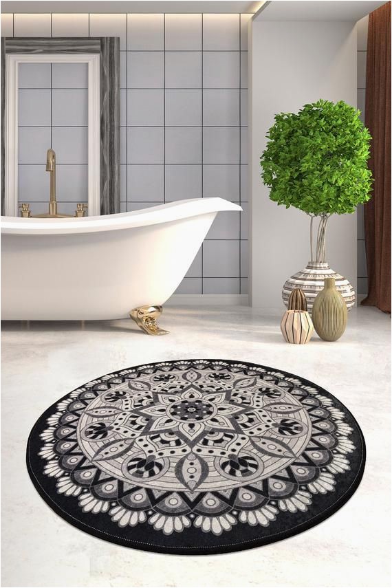 Eco Friendly Bath Rugs Black & White Red Blue Brown Mandala Round Home Decor